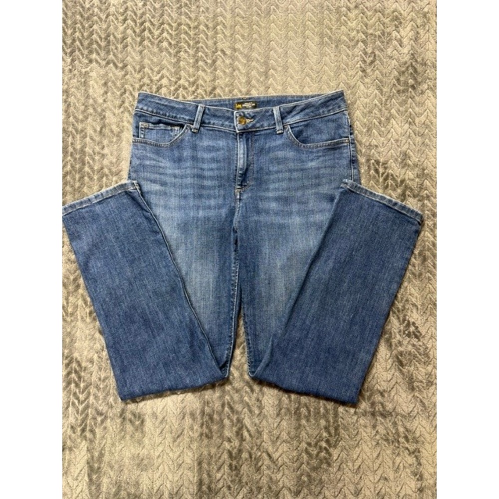 Lee Secretly Shapes Regular Fit Straight Leg Mid Rise Jeans Blue Womens 16M 0581